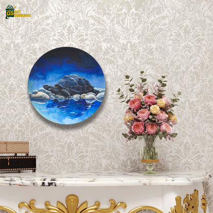 Premium ceramic tortoise wall plate symbolizing stability and prosperity