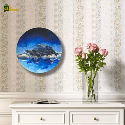 Elegant ceramic wall plate featuring tortoise design for good luck