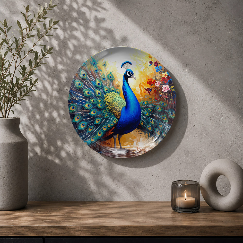 Majestic Aura peacock wall decor plate for living room Vaastu decoration with premium gift box