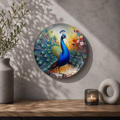 Majestic Aura peacock wall decor plate for living room Vaastu decoration with premium gift box