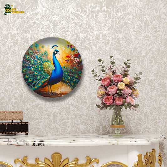 Premium ceramic peacock wall décor symbolizing balance and grace