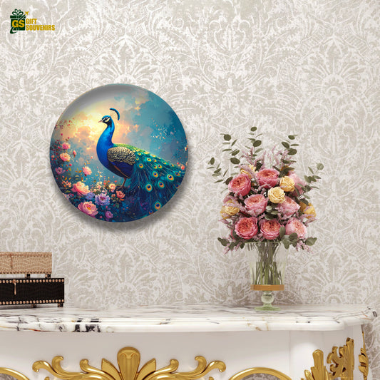 Premium ceramic wall décor featuring colorful peacock artwork