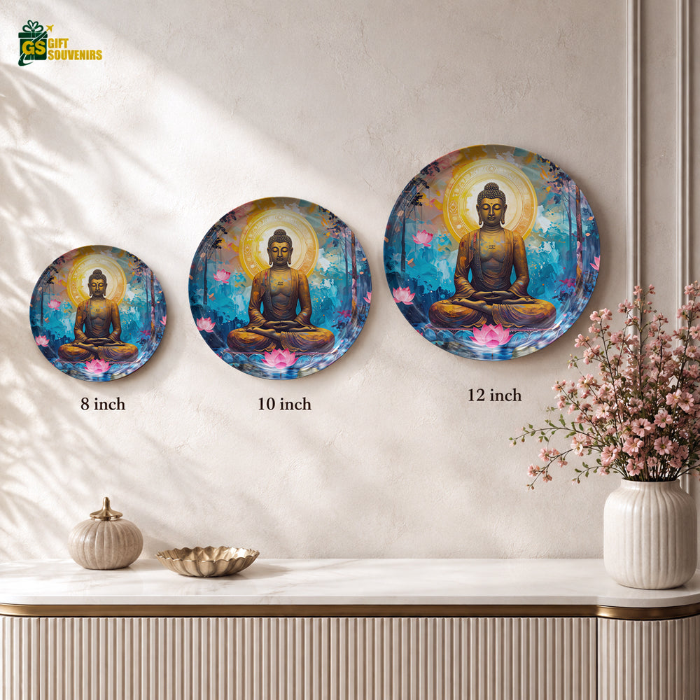 Tranquil Enlightenment decorative Buddha ceramic wall plate with premium gift box