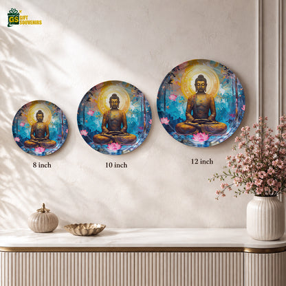 Tranquil Enlightenment decorative Buddha ceramic wall plate with premium gift box