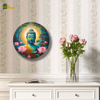Luxury Vaastu-inspired Buddha wall décor in teal and gold tones