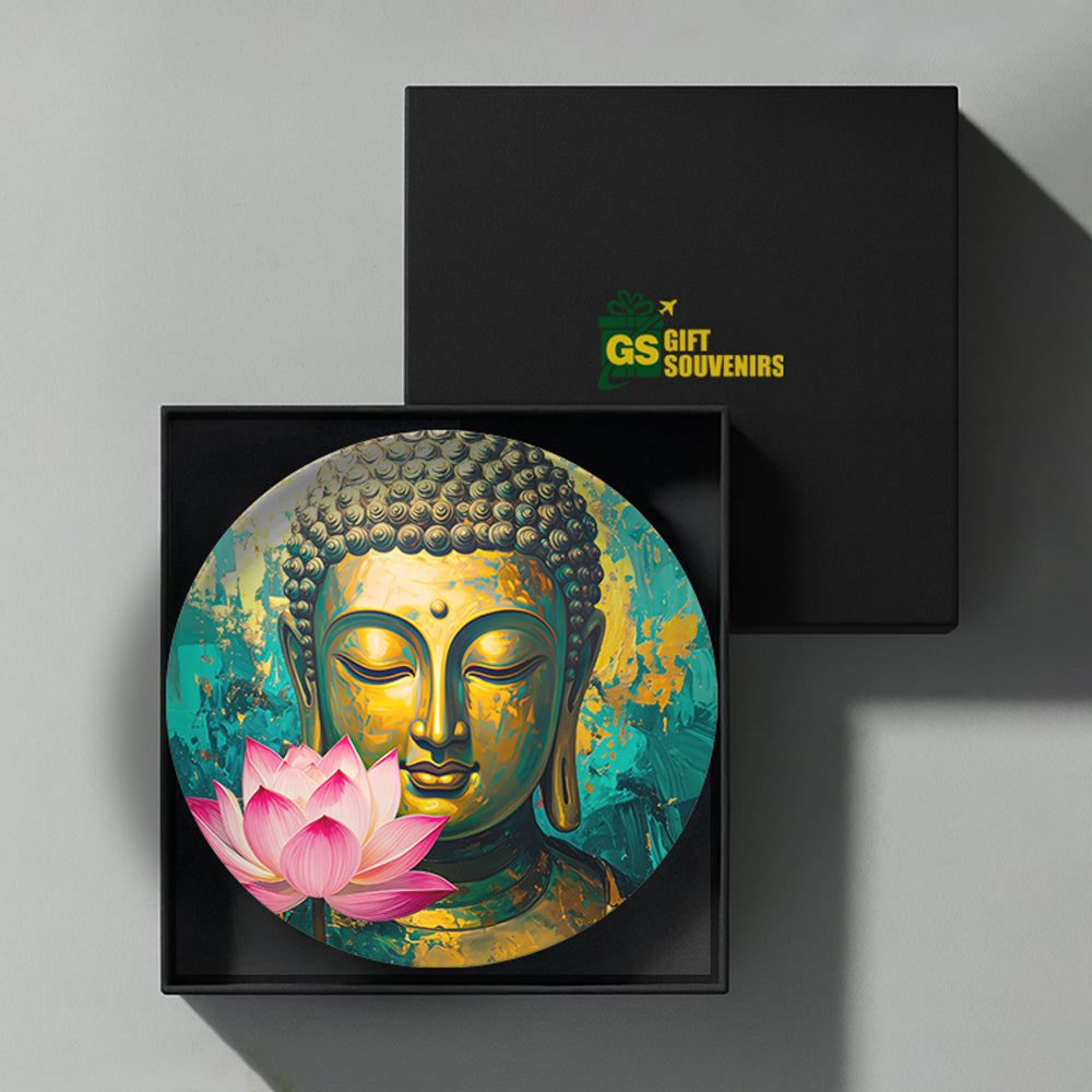 Buddha ceramic wall art radiating tranquility and mindfulness
