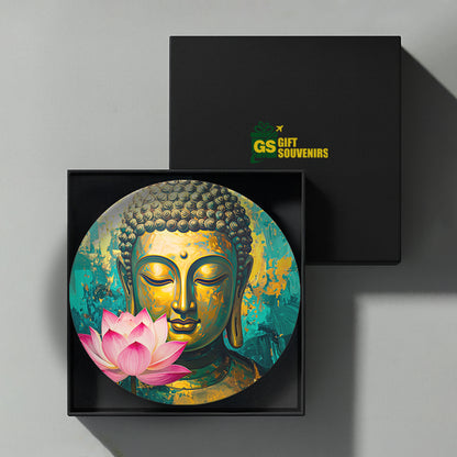 Buddha ceramic wall art radiating tranquility and mindfulness