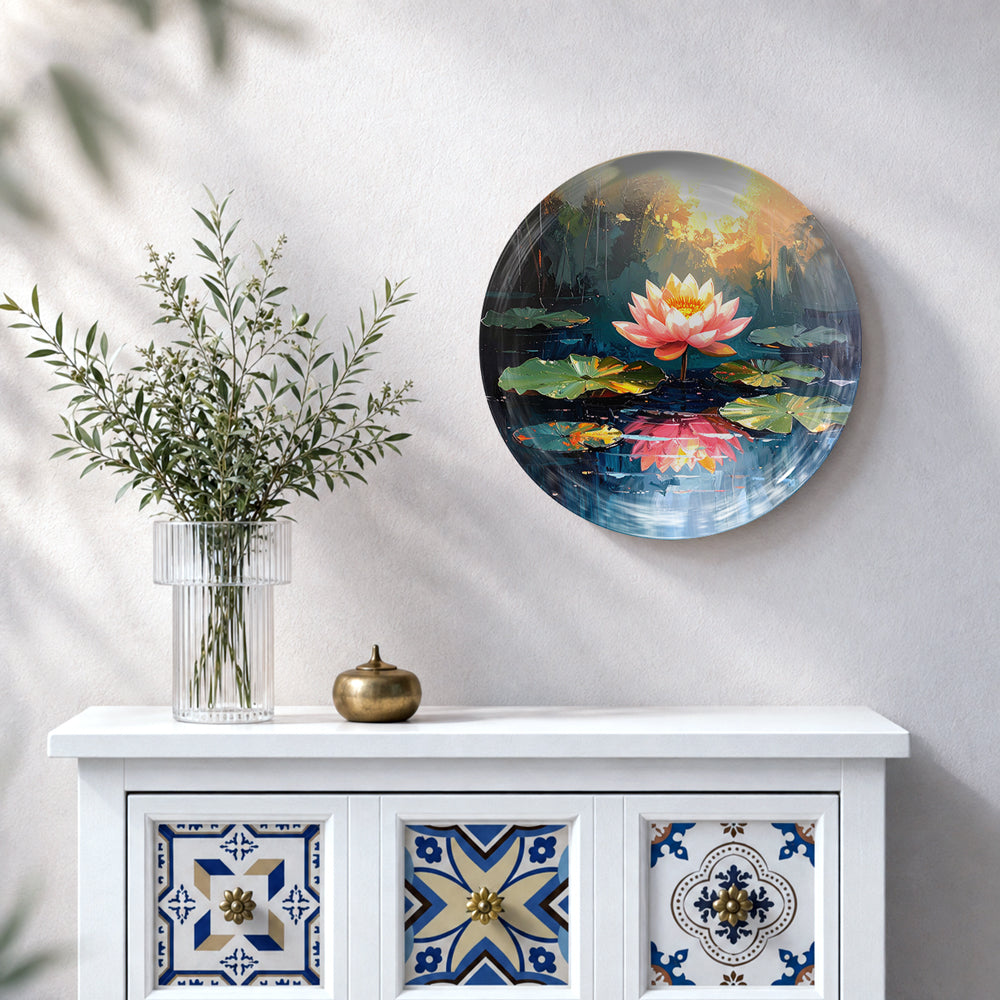 Lotus Calm lotus ceramic wall plate for spiritual home decor and peaceful interiors
