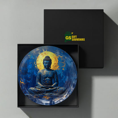 Celestial Peace Vaastu Buddha ceramic wall plate presented in a premium gift box for gifting and home decor