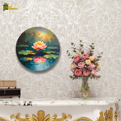 Lotus wall plate with reflection on water printed on premium ceramic