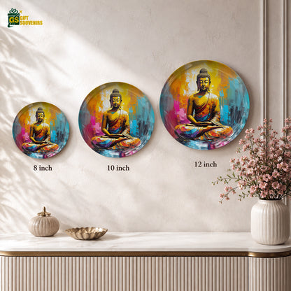 Radiant Serenity colorful Buddha ceramic wall plate with premium gift box for elegant gifting