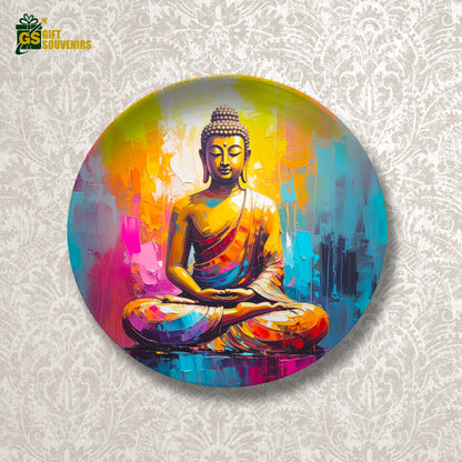Premium ceramic Buddha art featuring bright contemporary colors