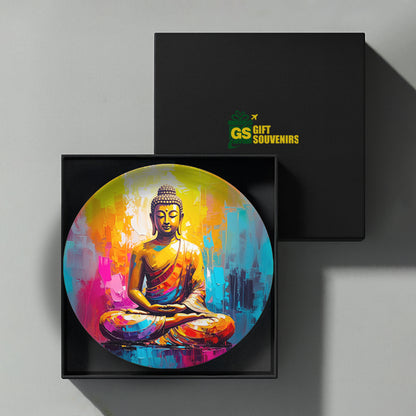 Spiritual ceramic wall art blending Buddha with modern design