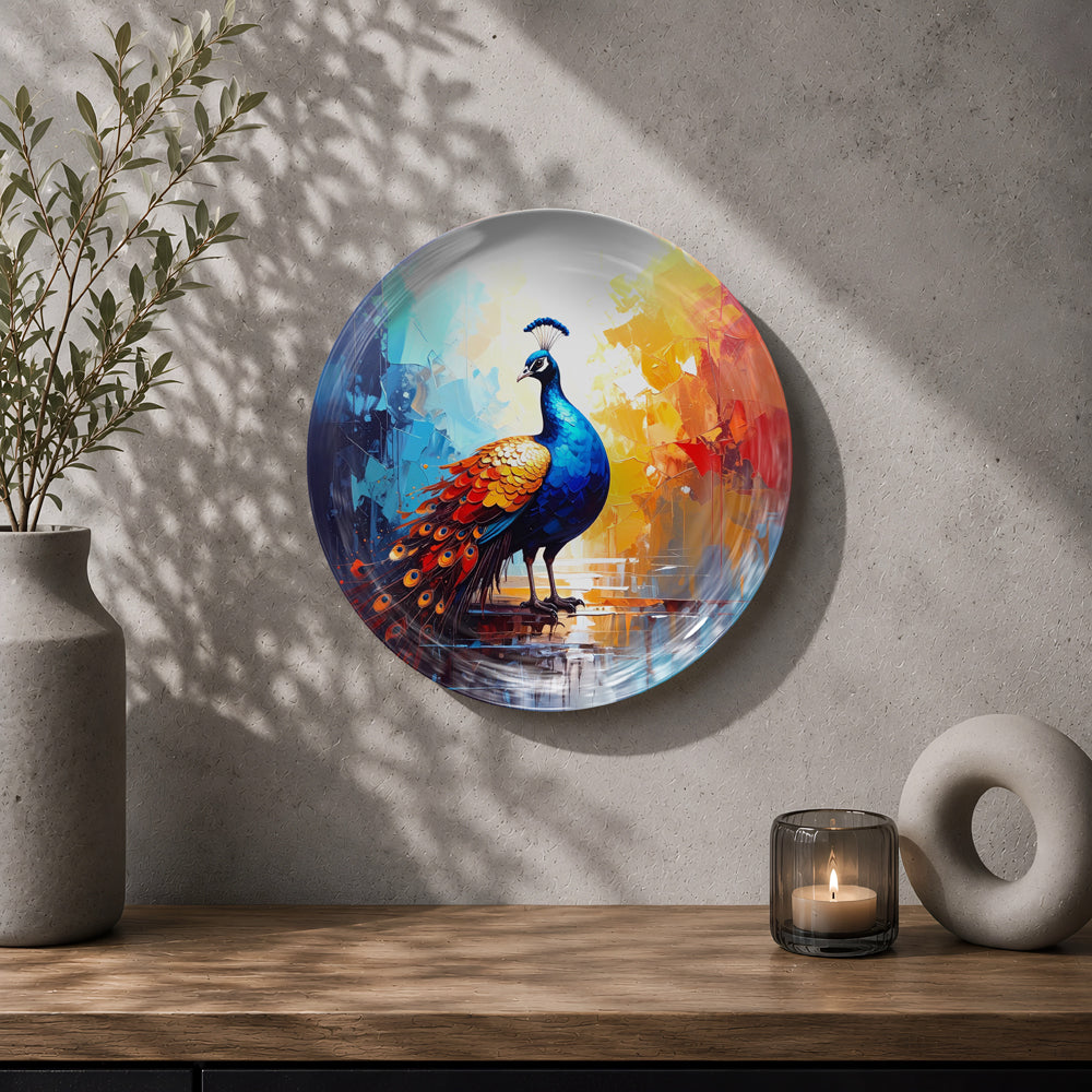 Regal Radiance modern peacock ceramic wall decor for stylish living room and home interiors