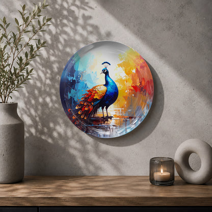 Regal Radiance modern peacock ceramic wall decor for stylish living room and home interiors