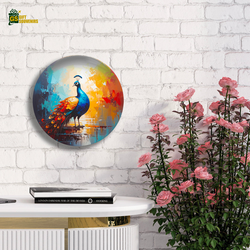Premium ceramic peacock plate for stylish wall decoration