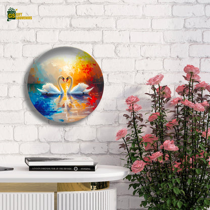 Modern swan couple artwork for living room décor