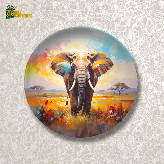 Colorful elephant wall décor symbolizing wisdom and power