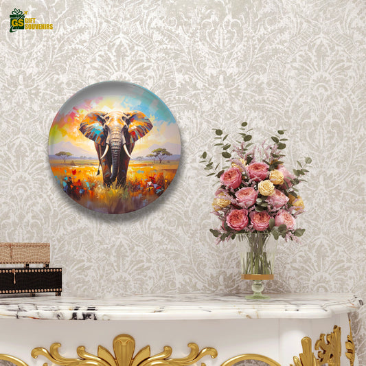 Elephant wall plate printed on premium ceramic material