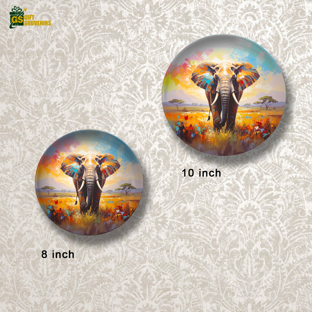 Vibrant elephant ceramic wall art from Regal Essence Collection