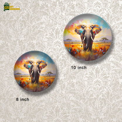 Vibrant elephant ceramic wall art from Regal Essence Collection