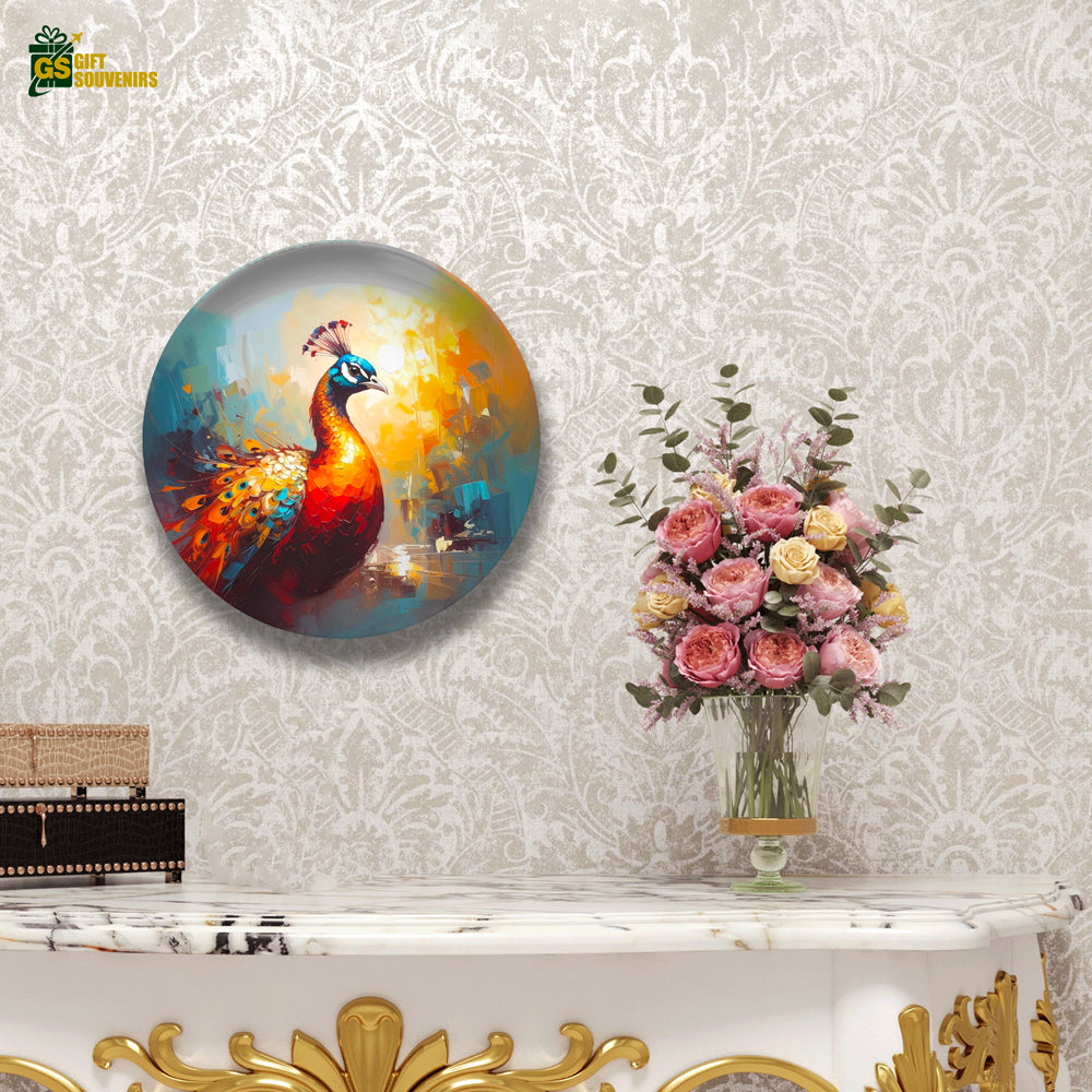Peacock wall plate printed on premium ceramic material