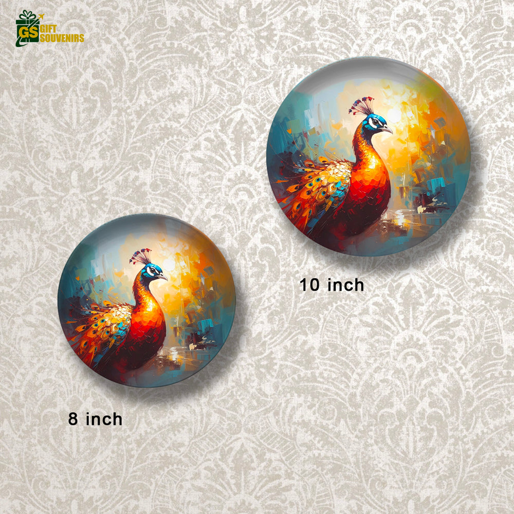 Peacock artwork wall décor symbolizing grace and beauty