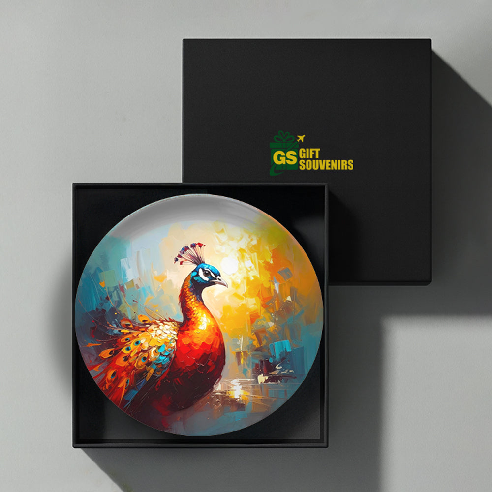 Colorful modern peacock wall plate for home decoration