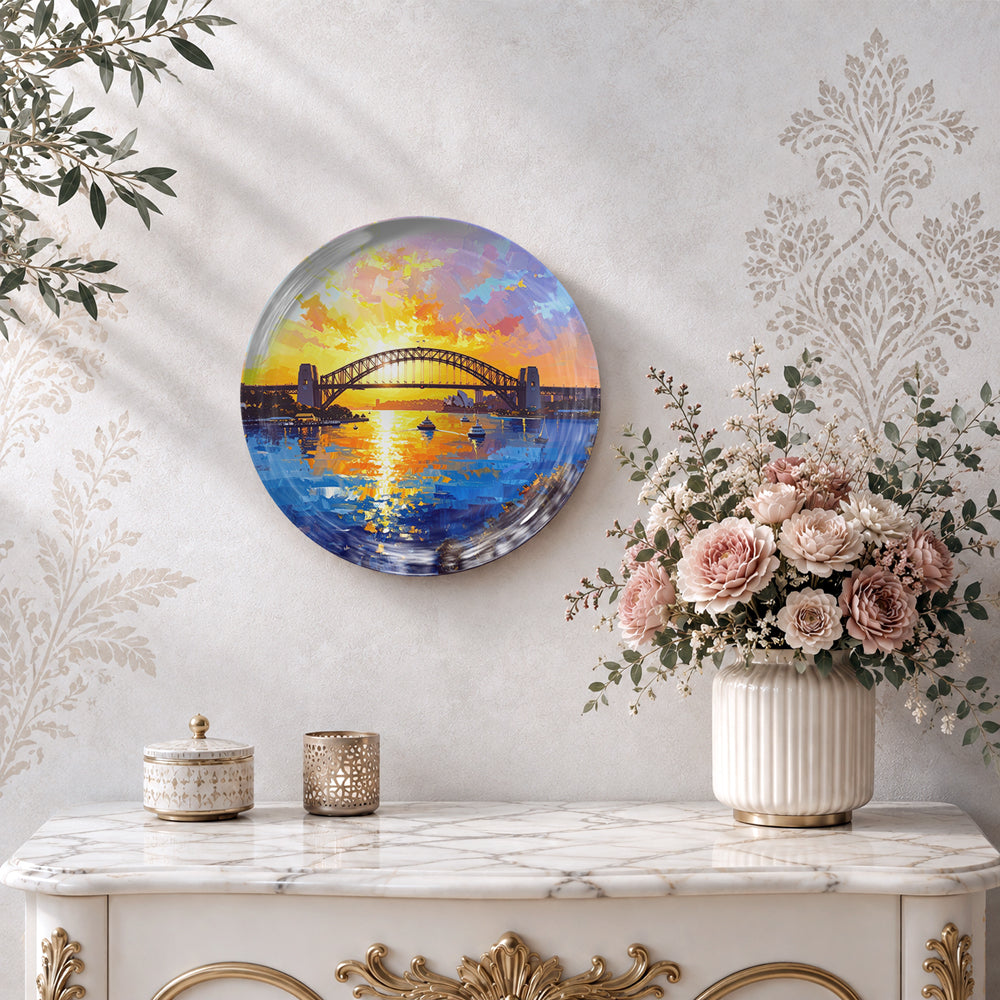 Modern Sydney cityscape ceramic wall plate souvenir for travel-inspired home décor and gifting