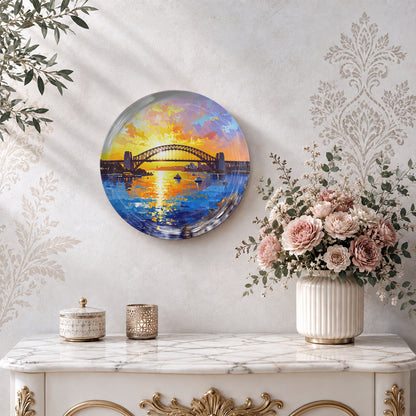 Modern Sydney cityscape ceramic wall plate souvenir for travel-inspired home décor and gifting
