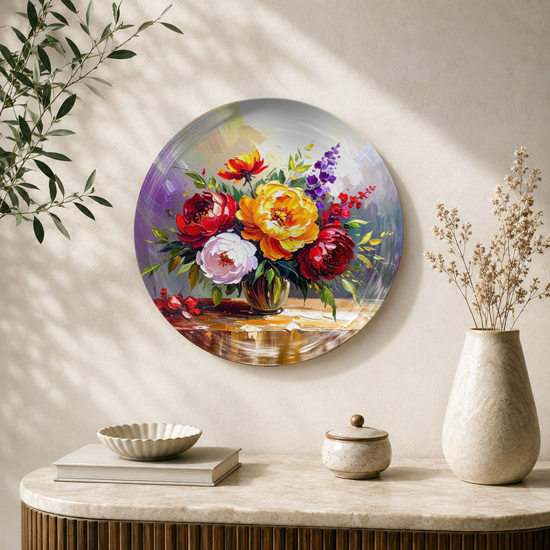 Floral Still Life classic bloom ceramic wall plate featuring a colourful bouquet of flowers