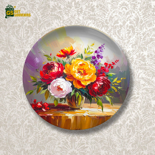 Floral Still Life – Classic Bloom Ceramic Wall Plate