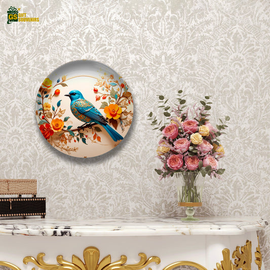 Bluebird Serenity – Nature Inspired Ceramic Wall Plate