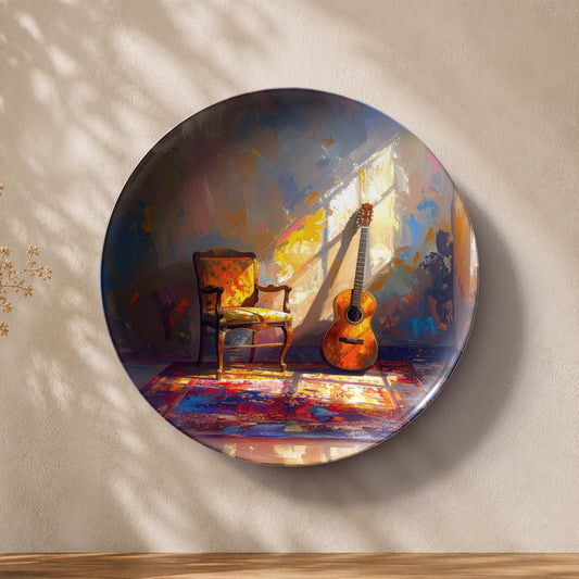 Indian heritage music ceramic wall plate souvenir inspired by artistic expression and musical traditions