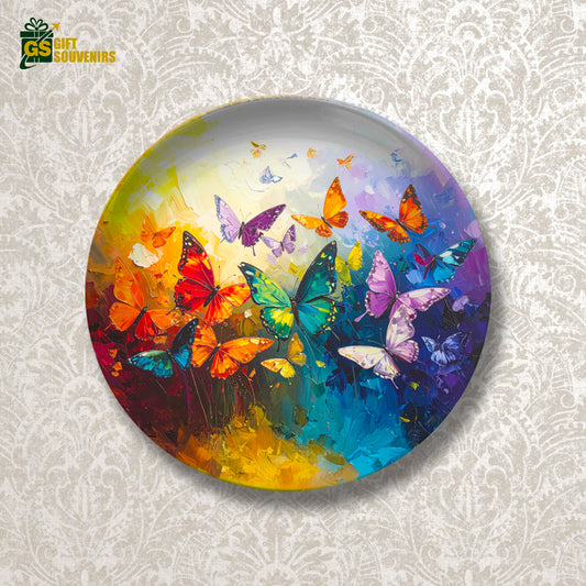 Butterfly Bloom – Colorful Flight Ceramic Wall Plate