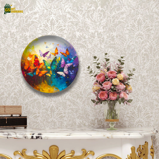 Butterfly Bloom – Colorful Flight Ceramic Wall Plate