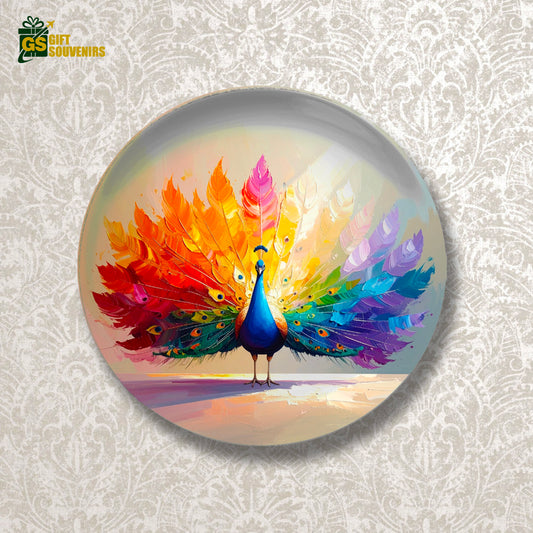 Peacock Pride – Vibrant Majesty Ceramic Wall Plate