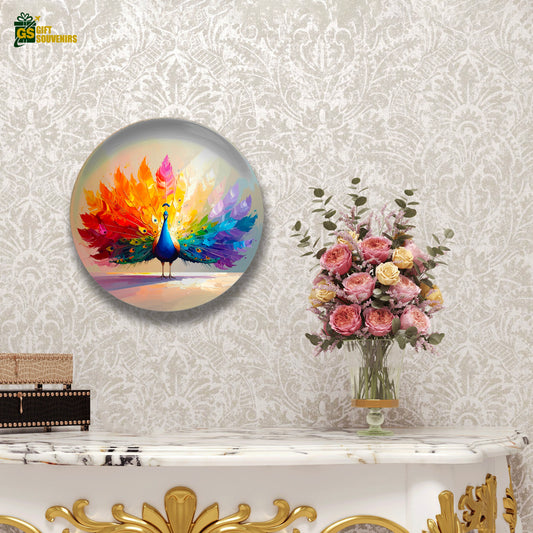 Peacock Pride – Vibrant Majesty Ceramic Wall Plate