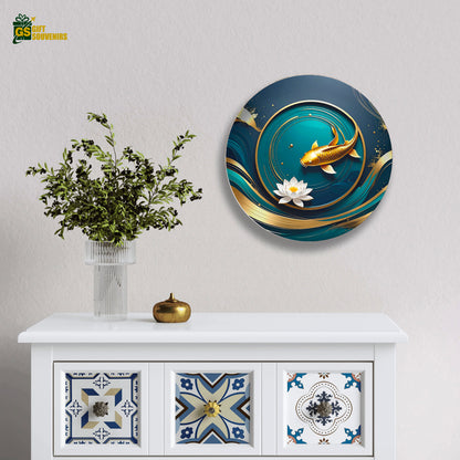 Koi & Lotus Tranquillity – Symbol of Wealth and Serenity  Ceramic Wall Plate