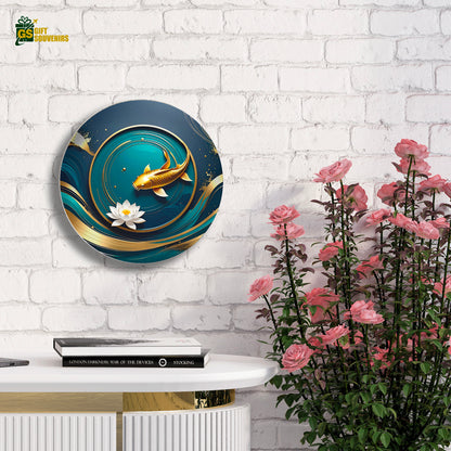 Koi & Lotus Tranquillity – Symbol of Wealth and Serenity  Ceramic Wall Plate
