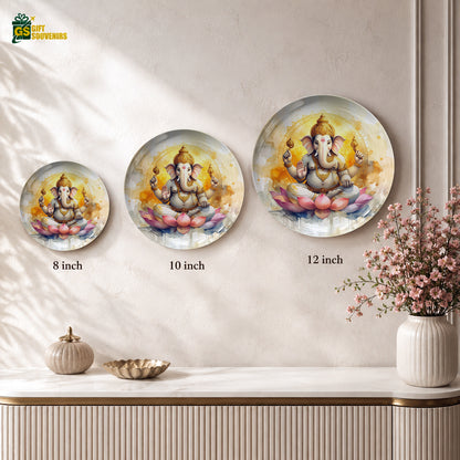 Vaastu Ganesha ceramic wall plate displayed with a premium gift box for gifting