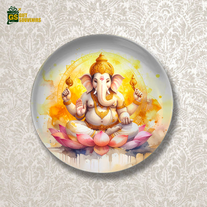Divine Ganesh on Lotus – Blessings & New Beginnings Ceramic Plate