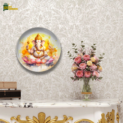 Divine Ganesh on Lotus – Blessings & New Beginnings Ceramic Plate
