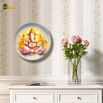 Divine Ganesh on Lotus – Blessings & New Beginnings Ceramic Plate