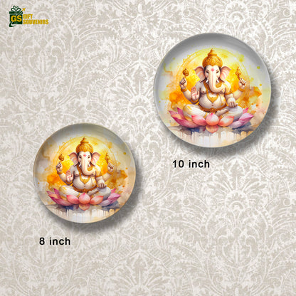 Divine Ganesh on Lotus – Blessings & New Beginnings Ceramic Plate