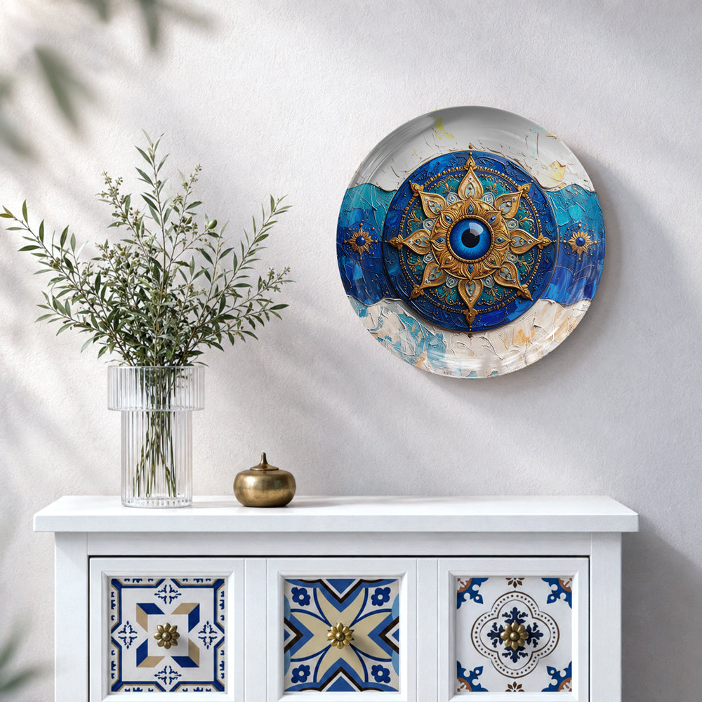 Evil Eye Mandala – Protection & Positive Energy Ceramic Wall Plate