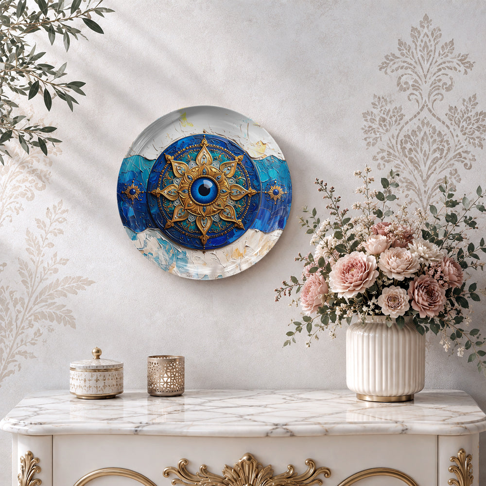 Evil Eye Mandala – Protection & Positive Energy Ceramic Wall Plate