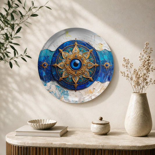 Evil Eye Mandala – Protection & Positive Energy Ceramic Wall Plate