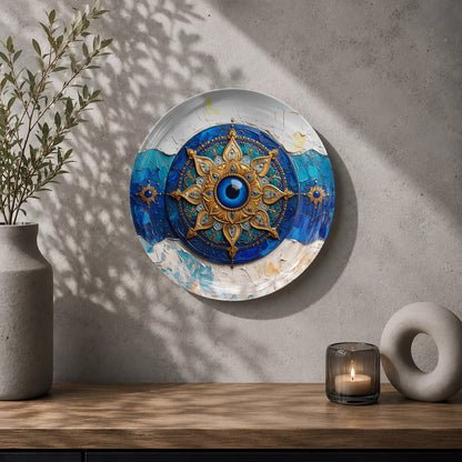 Evil Eye Mandala – Protection & Positive Energy Ceramic Wall Plate