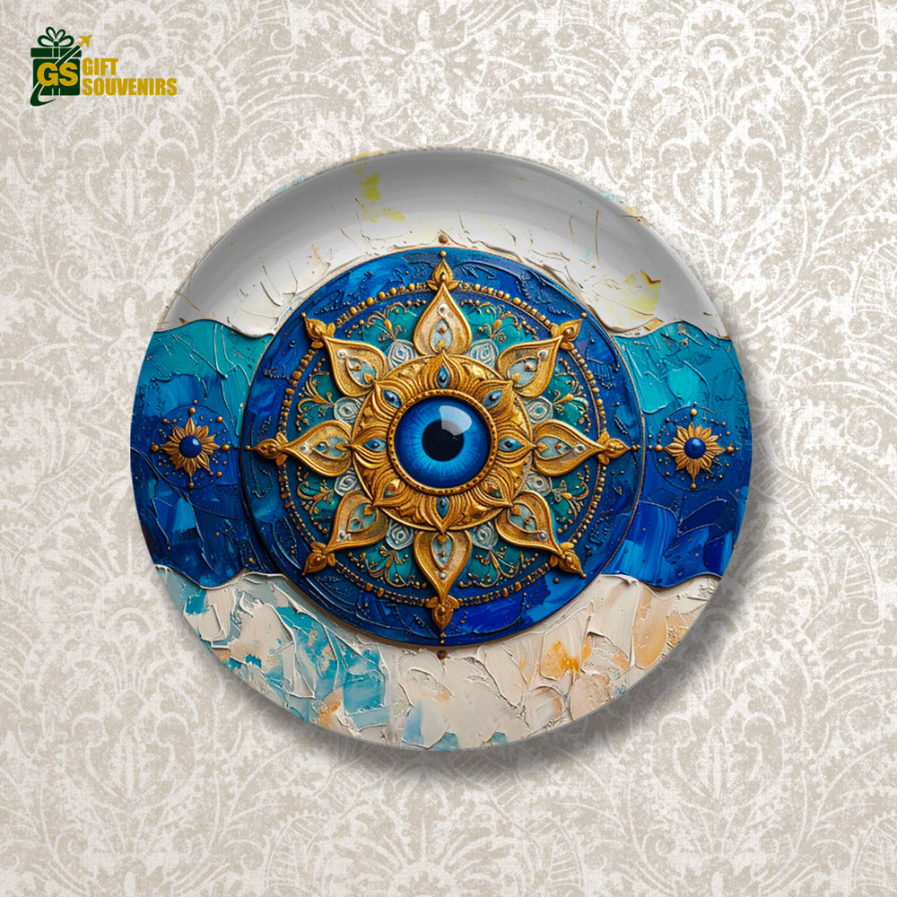 Evil Eye Mandala – Protection & Positive Energy Ceramic Wall Plate